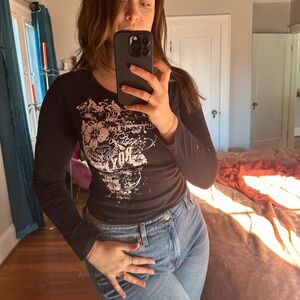 Women's Long Sleeve y2k 2000s Roxy Girls Vintage babydoll shirt